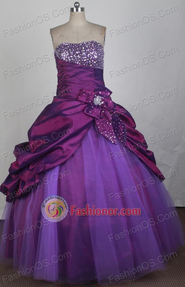 Classical Ball Gown Strapless Floor-length Vintage Quinceanera Dress LZ426011