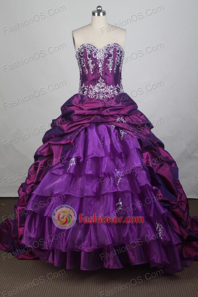 Elegant Ball Gown Sweetheart Neck Floor-length Purple Vintage Quinceanera Dress LZ426