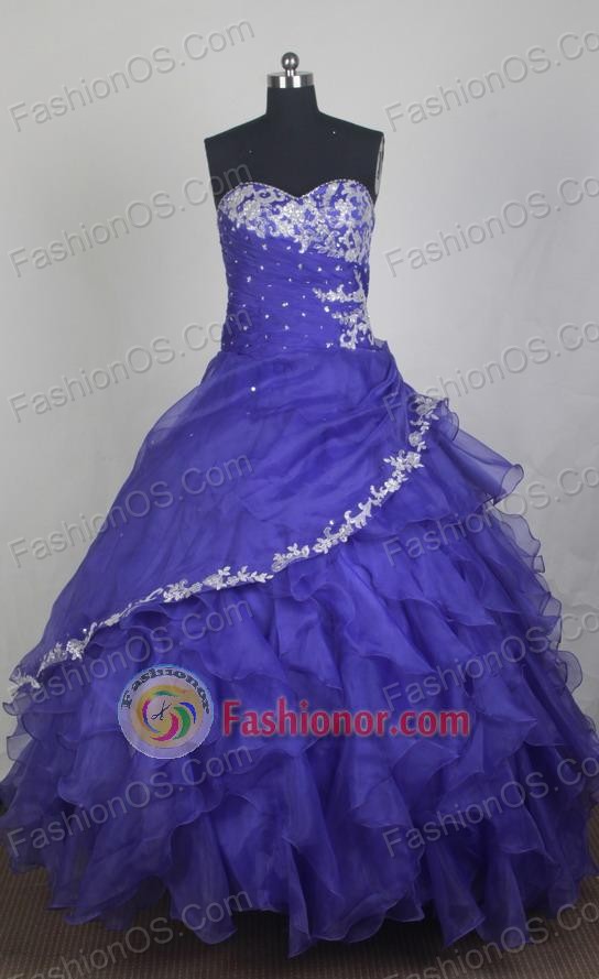 Exclusive Ball Gown Sweetheart Neck Floor-length Blue Vintage Quinceanera Dress LZ426029