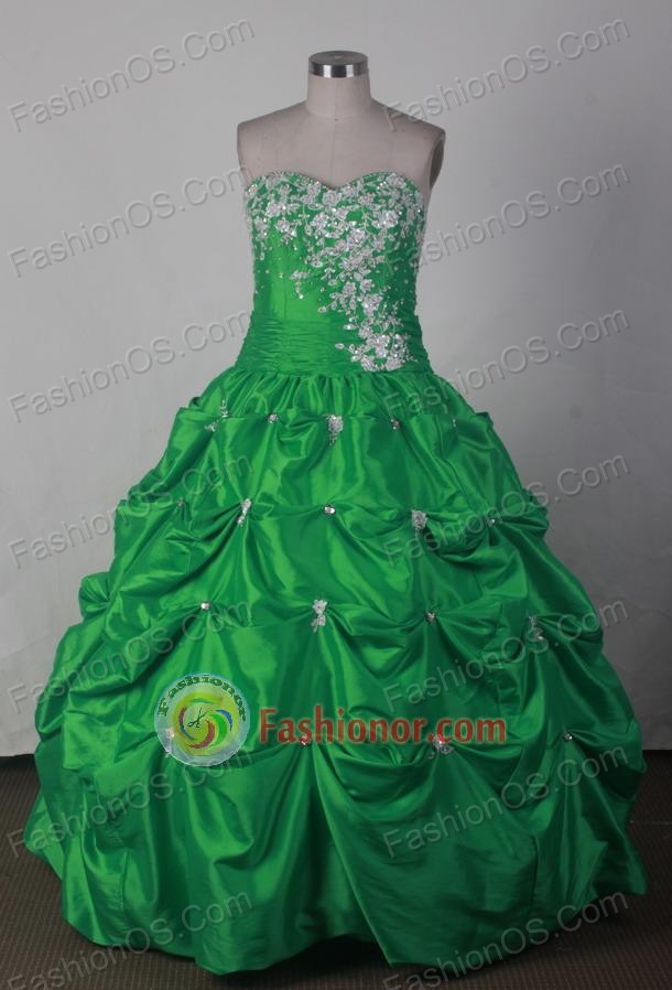 Lovely Ball Gown Sweetheart Floor-length Green Vintage Quincenera Dresses TD260010
