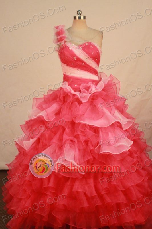 Luxurious Ball gown One-shoulder Neck Floor-length Vintage Quinceanera Dresses Style FA-W-315