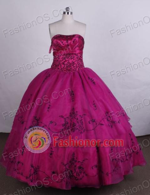 Perfect Ball gown Strapless Floor-length Fuchsia Vintage Quinceanera Dresses LZ42403
