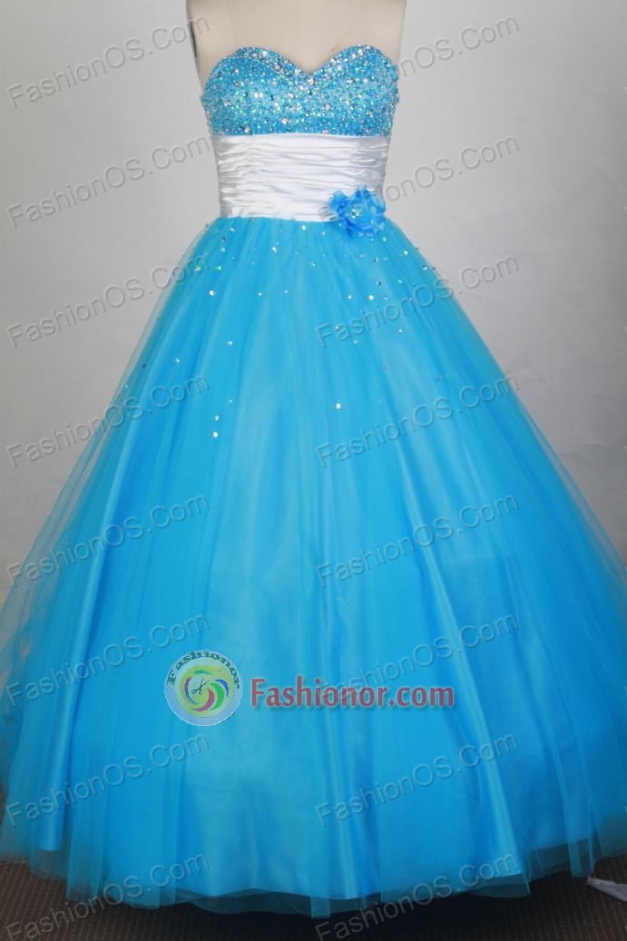 Popular Ball Gown Sweetheart Floor-length Blue Vintage Quinceanera Dress Y042651