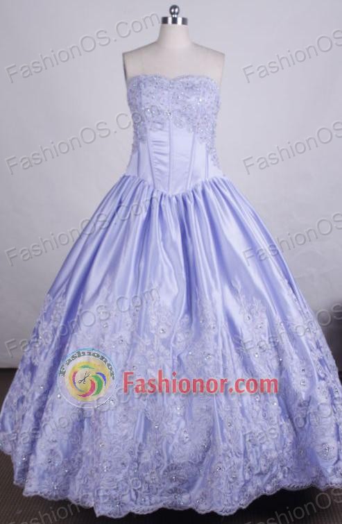 Pretty Ball Gown Strapless FLoor-Length Light Blue Beading and Appliques Vintage Quinceanera Dresses Style L042404