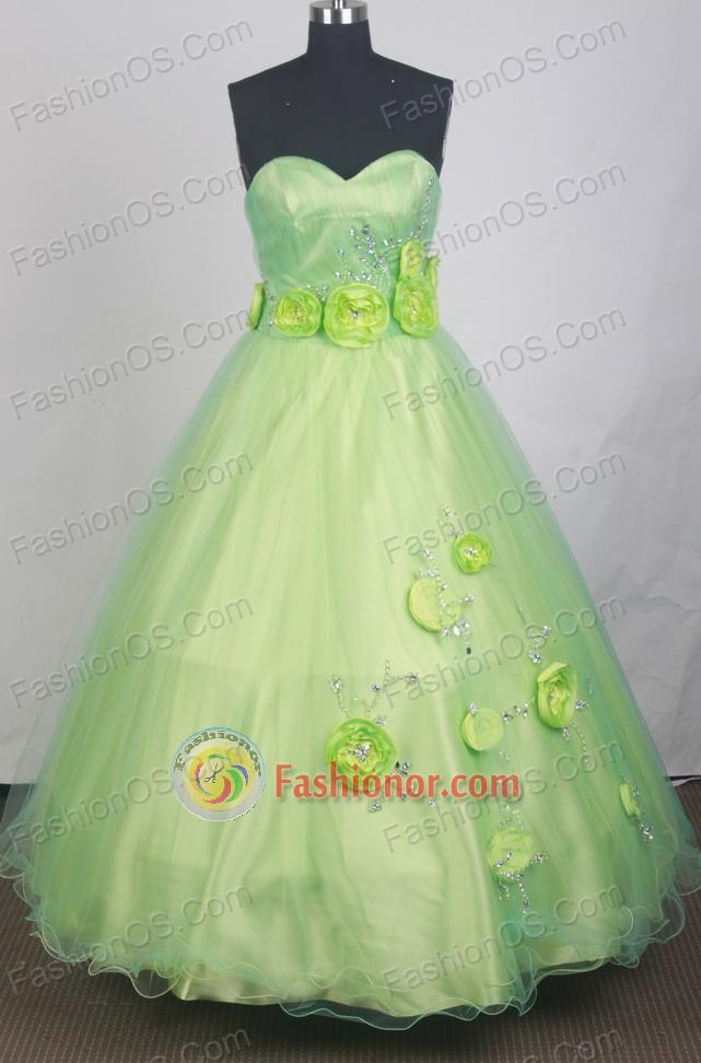 Romantic Ball Gown Sweetheart Neck Floor-length Spring Green Vintage Quinceanera Dress LZ426037