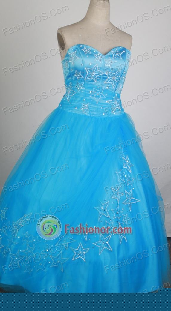 The Most Popular Ball Gown Strapless Floor-length Baby Blue Vintage Quinceanera Dress X0426035