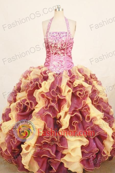 Romantic ball gown halter top floor-length organza appliques multi colors quinceanera dresses FA-X-168