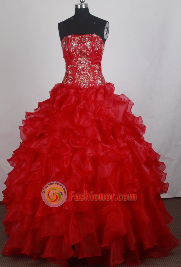 Popular Ball Gown Strapless Floor-length Vintage Quinceanera Dress ZQ12426045