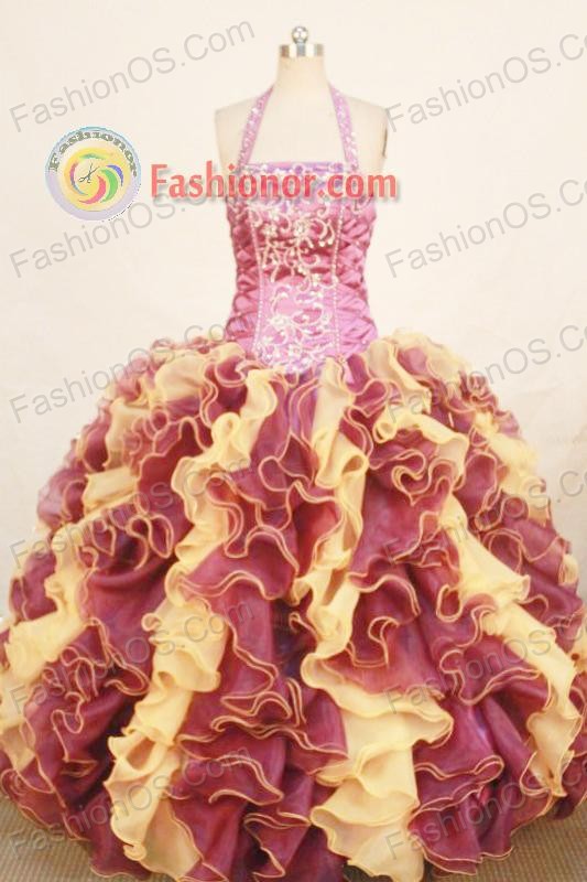 Romantic ball gown halter top floor-length organza appliques multi colors quinceanera dresses FA-X-168