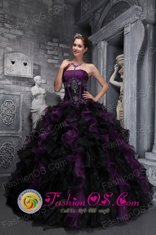 Taffeta and Organza Strapless Appliques and Decorate Bodice Ruffles Exclusive multi-color 2013 Quinceanera Dresses IN  El Rama Nicaragua  Style ZYLJ08FOR