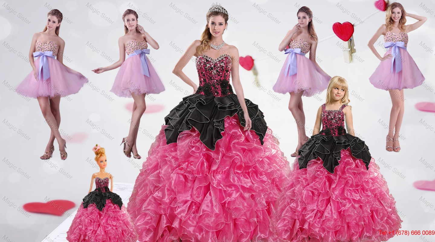 Multi Color Sweetheart Ruffles and Beading Dress for a Quinceanera and Sweetheart Bowknot Short Prom Dresses and Straps Multi Color Little Girl Pageant Dresses XFNAOA16ZHTZ004FOR