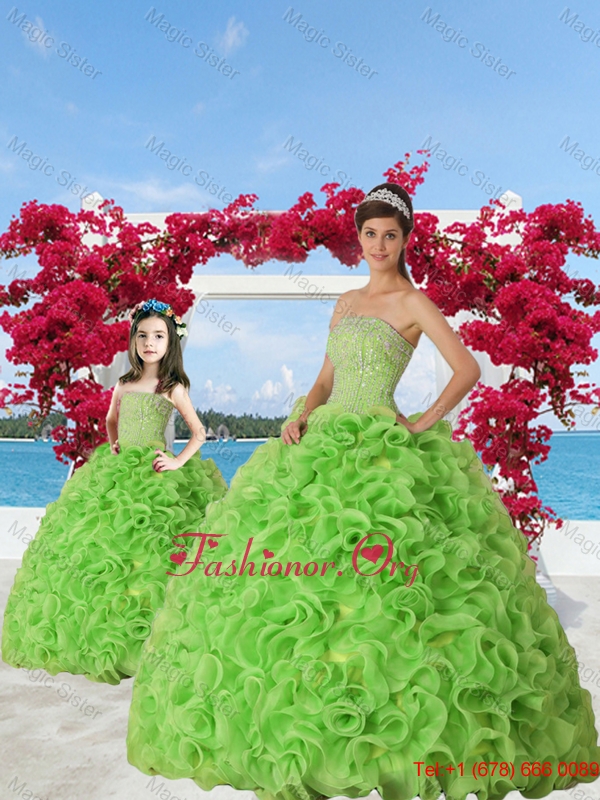 2015 Unique Green Princesita with Quinceanera Dresses with Beading and Ruffles QDZY257-LG-6FOR
