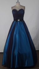 Affordable A-line Sweetheart Floor-length Navy Blue Prom Dress LHJ42818