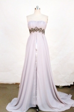 Classical A-line Strapless Brush Chiffon Gray Beading Prom Dresses Style FA-C-209