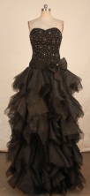 Elegant A-line Sweetheart-neck Floor-length Black Beading Prom Dresses Style FA-C-142