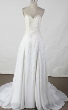 Elegant empire sweetheart-neck brush chiffon beading white prom dresses FA-X-110 
