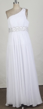 Exclusive Empire One Shoulder Floor-length White Prom Dress LHJ42882