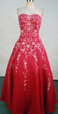 Exquisite A-line sweetheart-neck floor-length red embroidery with beading prom dresses FA-X-122