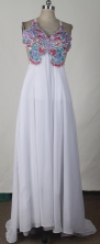 Exquisite Empire Straps Floor-length White Prom Dress LHJ42813