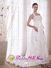 Glittering White Princess Halter Brush Ttrain  Rhinestones Summer Dama Dress In El Alto Bolivia Wholesale Style PDATS101FOR 