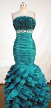 Gorgeous Mermaid Strapless Floor-length Green Beading Prom Dresses Style FA-C-235 