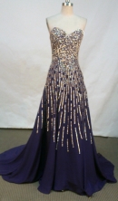 Luxurious empire sweetheart-neck beading purple prom dresses FA-X-128