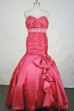 Modern mermaid sweetheart-neck floor-length beading coral red prom dresses FA-X-125