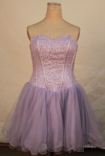 Beautiful Short Sweetheart-neck Mini-length Organza Lilac Beading Quinceanera Dresses Style FA-C-214