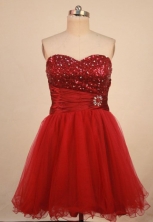 Cut A-line Sweetheart-neck Mini-length Organza Red Beading Short Quinceanera Dresses Style FA-C-171