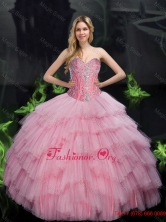 2015 Brand New Ball Gown Quinceanera Dresses with Beading in Baby Pink SJQDDT77002FOR