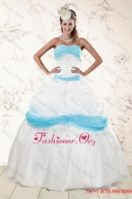 2015 Cheap Strapless Floor Length Sweet 16 Dresses with Appliques XFNAO001TZFXFOR