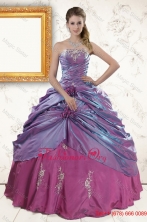 2015 Classic Purple Appliques Quinceanera Dresses with Strapless XFNAO313FOR