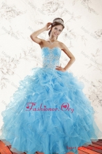 2015 Elegant Baby Blue Quince Dresses with Appliques and Ruffles XFNAOA45TZFOR