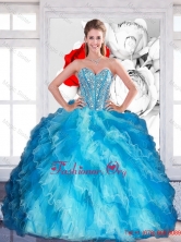 2015 Elegant Sweetheart Multi Color Quinceanera Dresses with Beading and Ruffled Layers QDDTA14002FOR