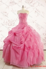 2015 Fall Cheap Strapless Quinceanera Dresses with Pick Ups and Wraps FNAO612FOR