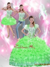 2015 Fall Latest Spring Green Quinceanera Dresses with Appliques and Pick Ups SJQDDT40001-3FOR