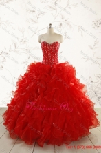 2015 Fall Most Popular Red Quinceanera Dresses with Beading FNAO5793FOR