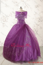 2015 Formal Sweetheart Appliques Purple Quinceanera Dresses FNAO296AFOR