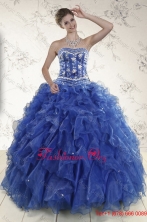 2015 New Style Royal Blue Quince Dresses with Beading and Ruffles XFNAO881TZFXFOR