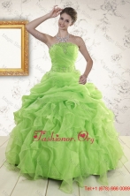 2015 Perfect Green Quinceanera Dresses with Beading and Ruffles NAO882FOR