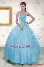 2015 Strapless Beading Affordable Quinceanera Dresses in Baby Blue XFNAO046FOR