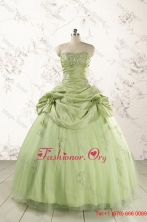 2015 Sweetheart Beading Quinceanera Dress in Yellow Green FNAO193FOR