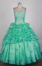 Beautful Ball Gown Straps Floor-length Teal Vintage Quinceanera Dress LZ426013