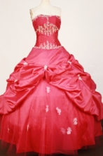 Beautiful Ball Gown Strapless Floor-length Red Taffeta Appliques Quinceanera dress Style FA-L-368