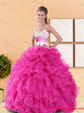 Beautiful Hot Pink 2015 Quinceanera Dresses with Beading and Ruffles QDDTA50002-2FOR