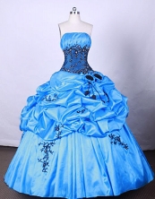 Brand New Ball Gown Strapless FLoor-Length Baby Blue Beading And Appliques Quinceanera Dresses Style FA-S-068