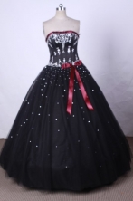 Brand New Ball Gown Strapless FLoor-Length Black Quinceanera Dresses Style L42427
