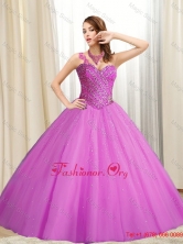 Cheap Sweetheart Beading Tulle Fuchsia 2015 Quinceanera Dresses SJQDDT12002-2FOR
