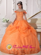 Chic Orange Stylish Quinceanera Ball Gown Dress With Off The Shoulder In Ezpeleta Argentina  Style QDZY575FOR