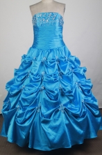 Classical Ball Gown Strapless Floor-length Baby Blue Vintage Quinceanera Dress X0426041